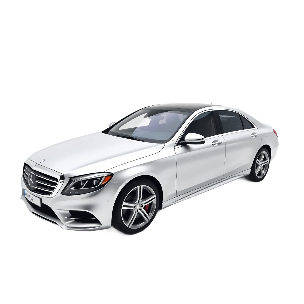 mercedes benz s class side profile silver luxury car studio shot minimal white background