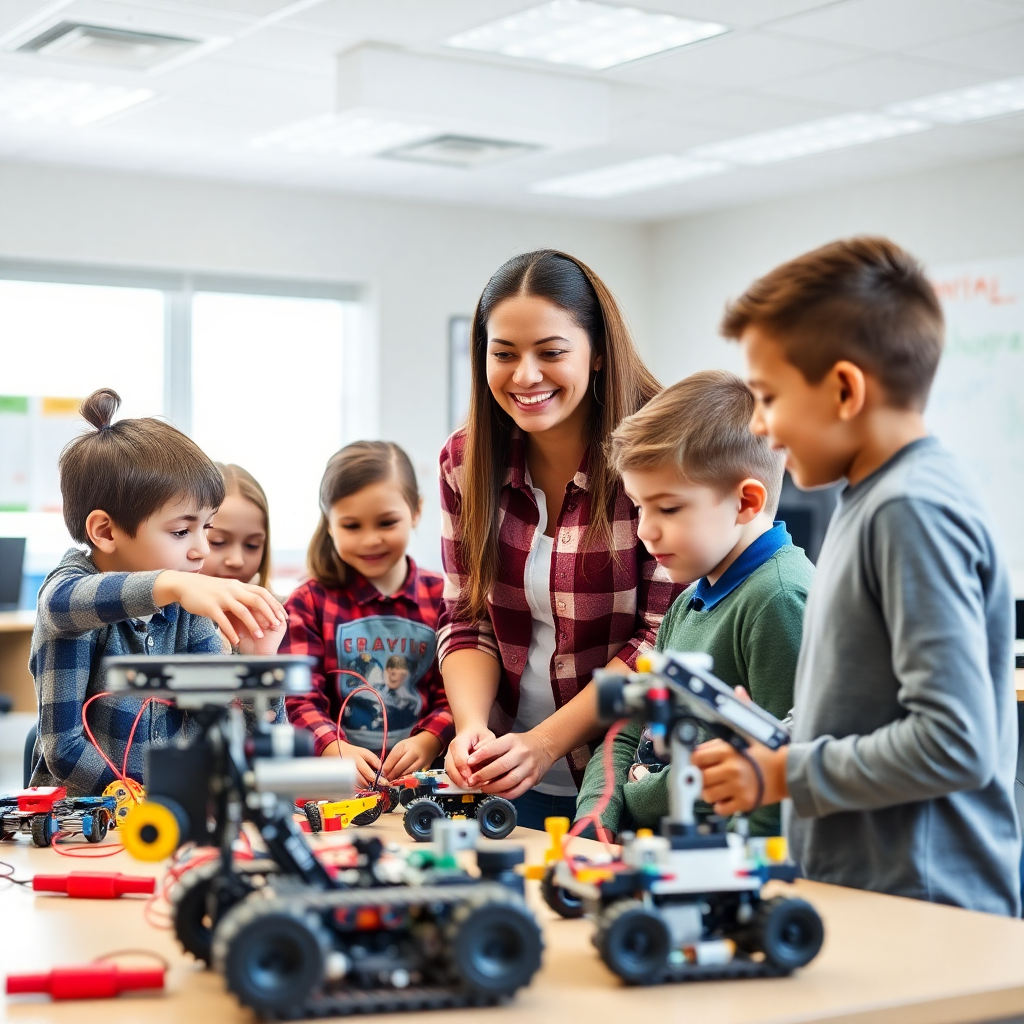 students using STEAM kits in classroom