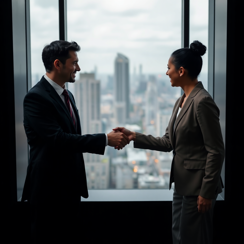 two business professionals shaking hands
