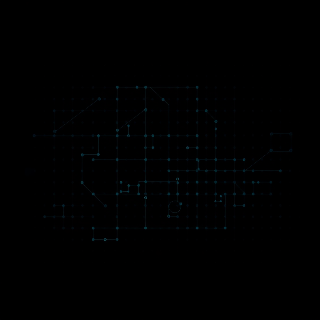 abstract dark technical grid pattern, minimal engineering background, subtle nodes and connections, dark blue and grey tones, no text, 16:9 aspect ratio