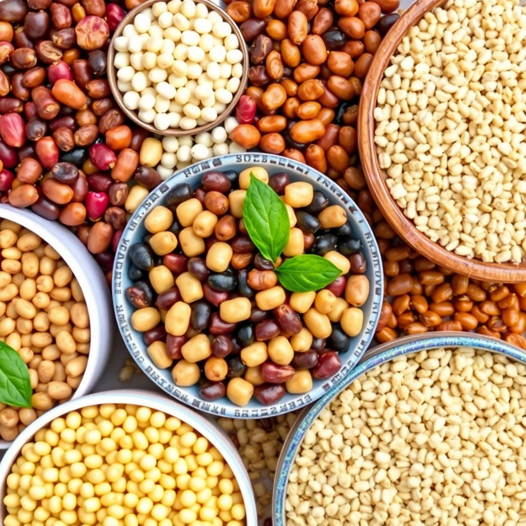 variety of high quality pulses and grains arranged professionally