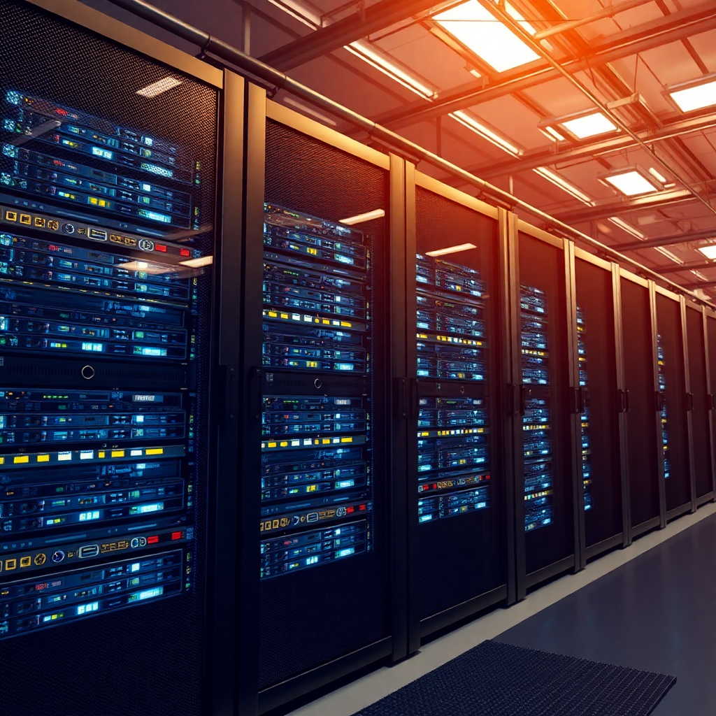 data warehouse, database servers, cloud storage infrastructure, tech data center