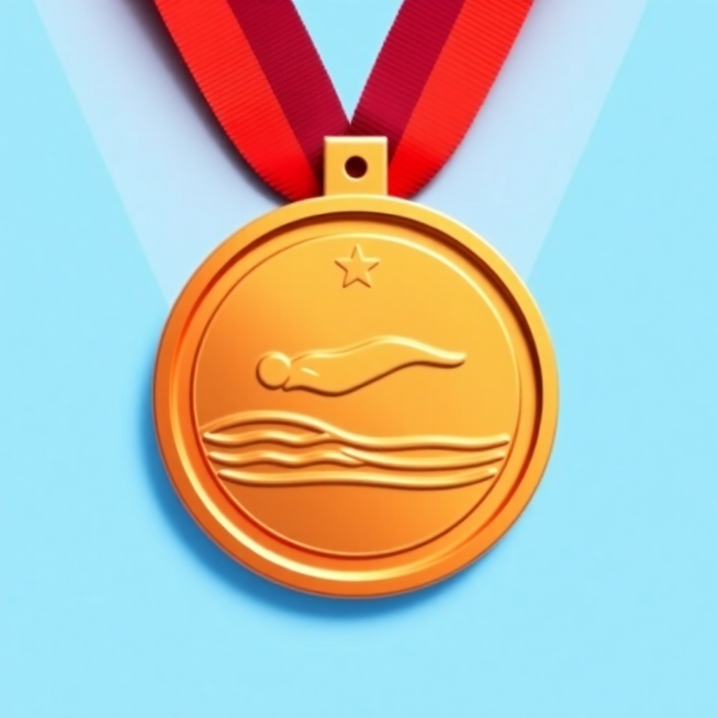bronze swimming badge, bronze medal, swimming achievement award