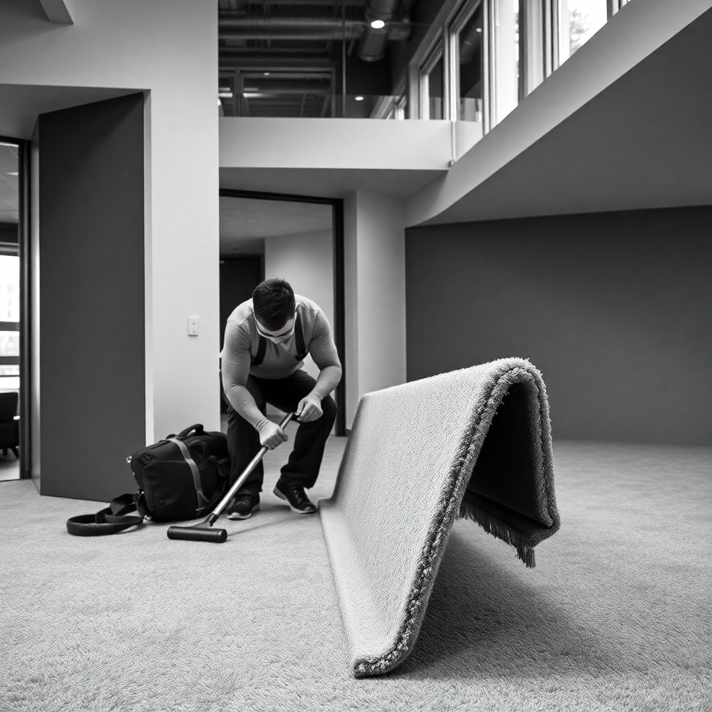 professional carpet installer laying carpet