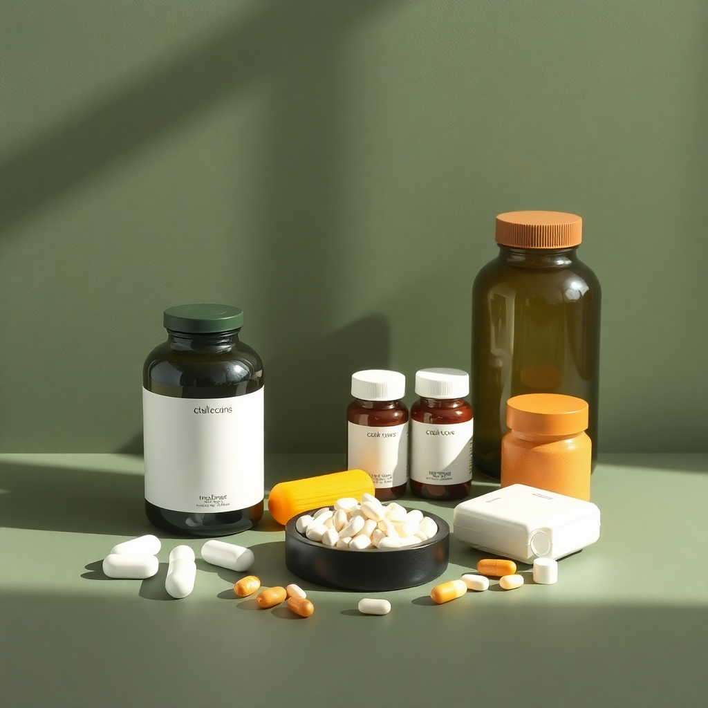 dietary supplements and vitamins collection minimalist