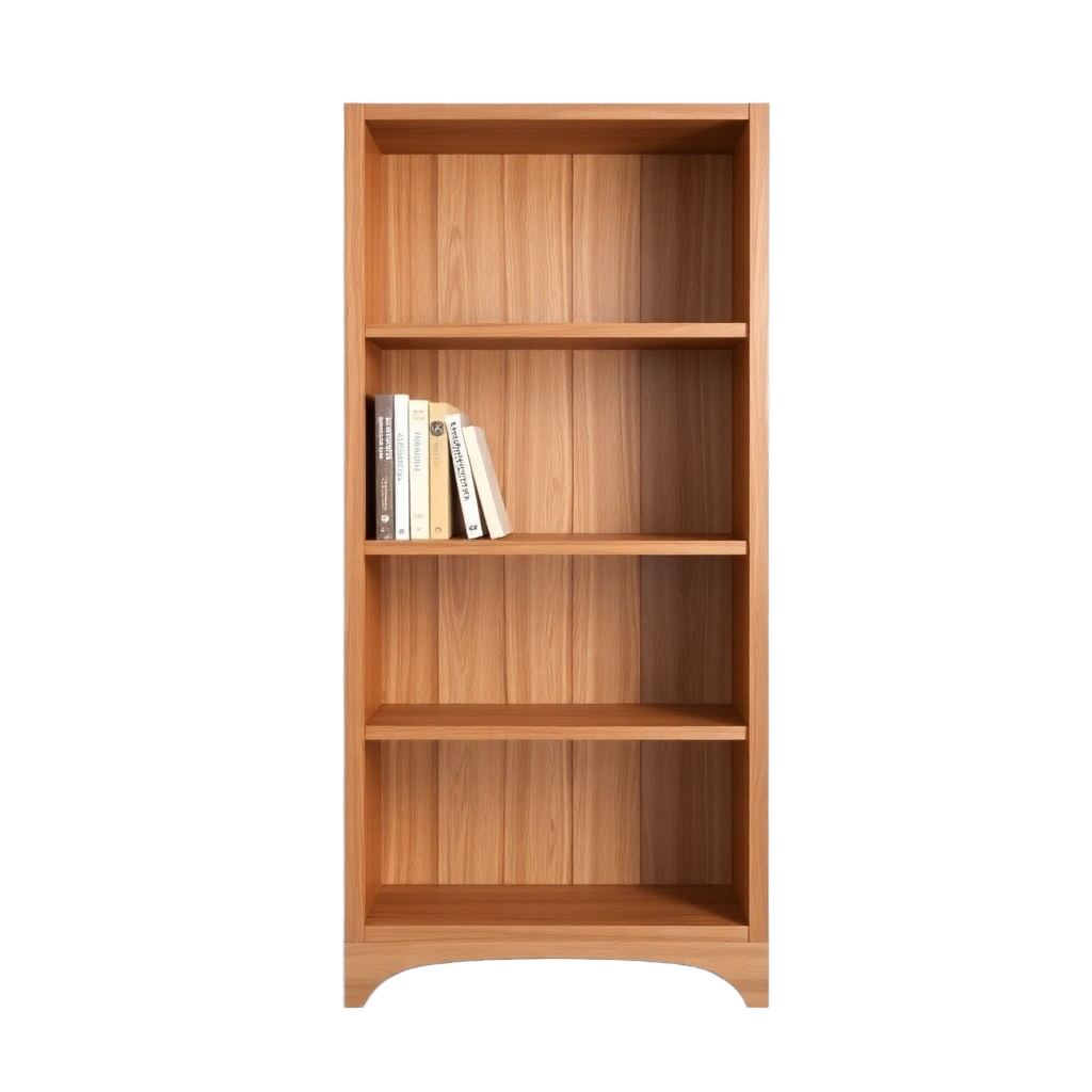 bookshelf wooden furniture product shot, minimalist design