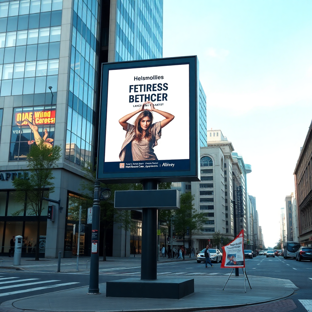 Panneau publicitaire digital dans une rue urbaine