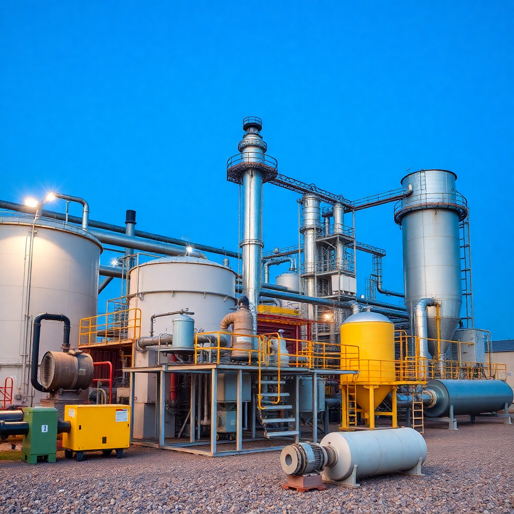 modern waste management facility, recycling plant, sewage treatment infrastructure, clean environment technology, professional industrial photography