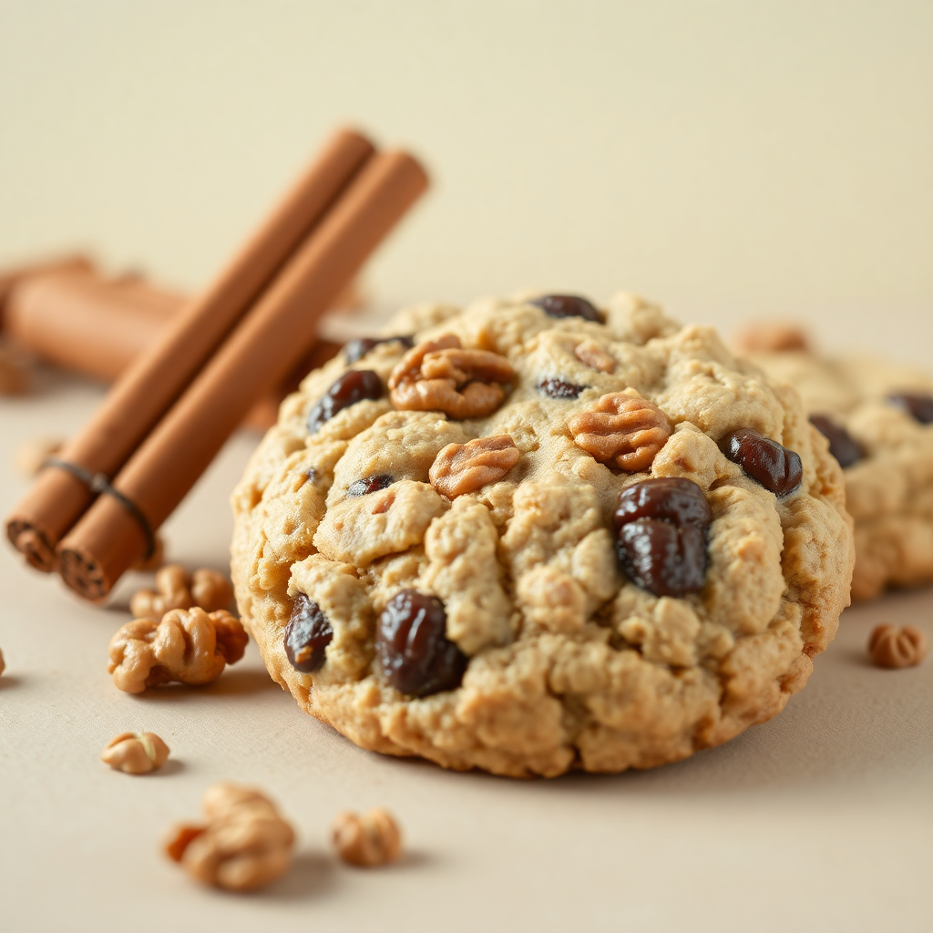 Oatmeal raisin cookie with cinnamon and walnuts