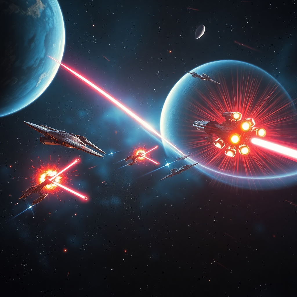 epic space battle scene cinematic