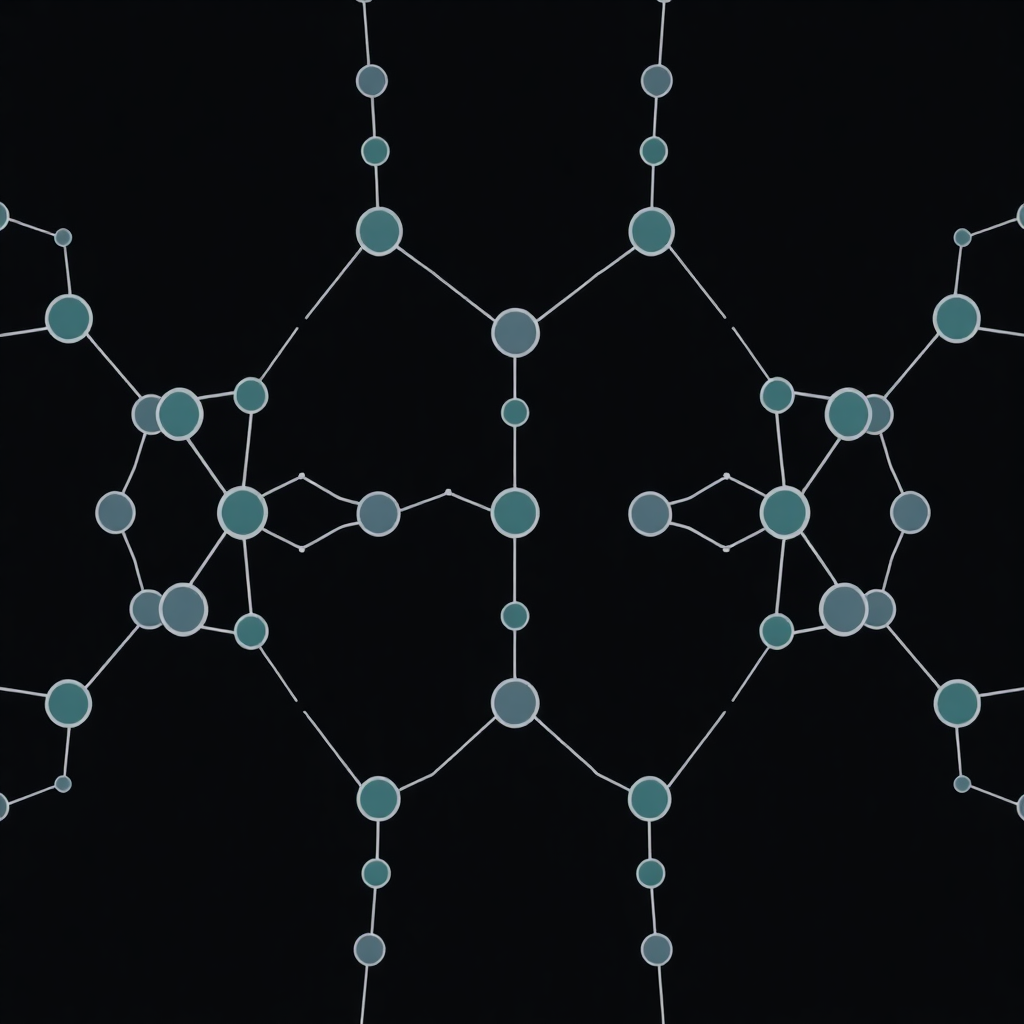 abstract molecular structure pattern, chemistry bonds network, organic geometric shapes, dark background