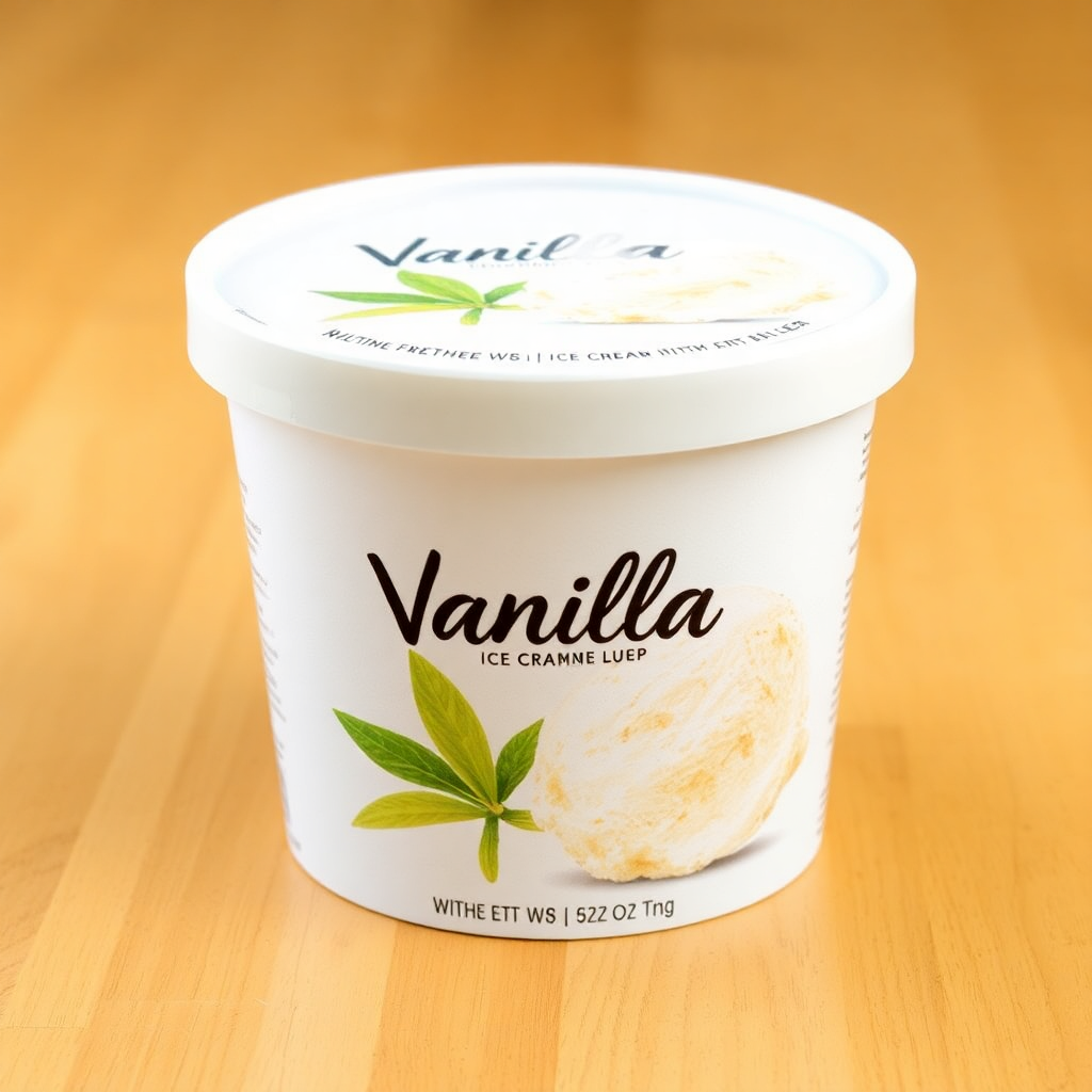 vanilla ice cream tub packaging front view
