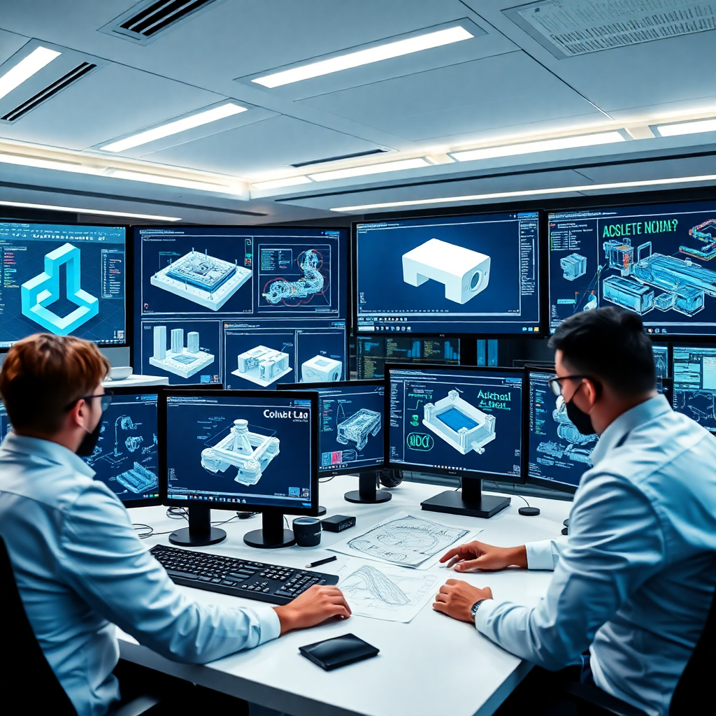 Modern CAD engineering workspace