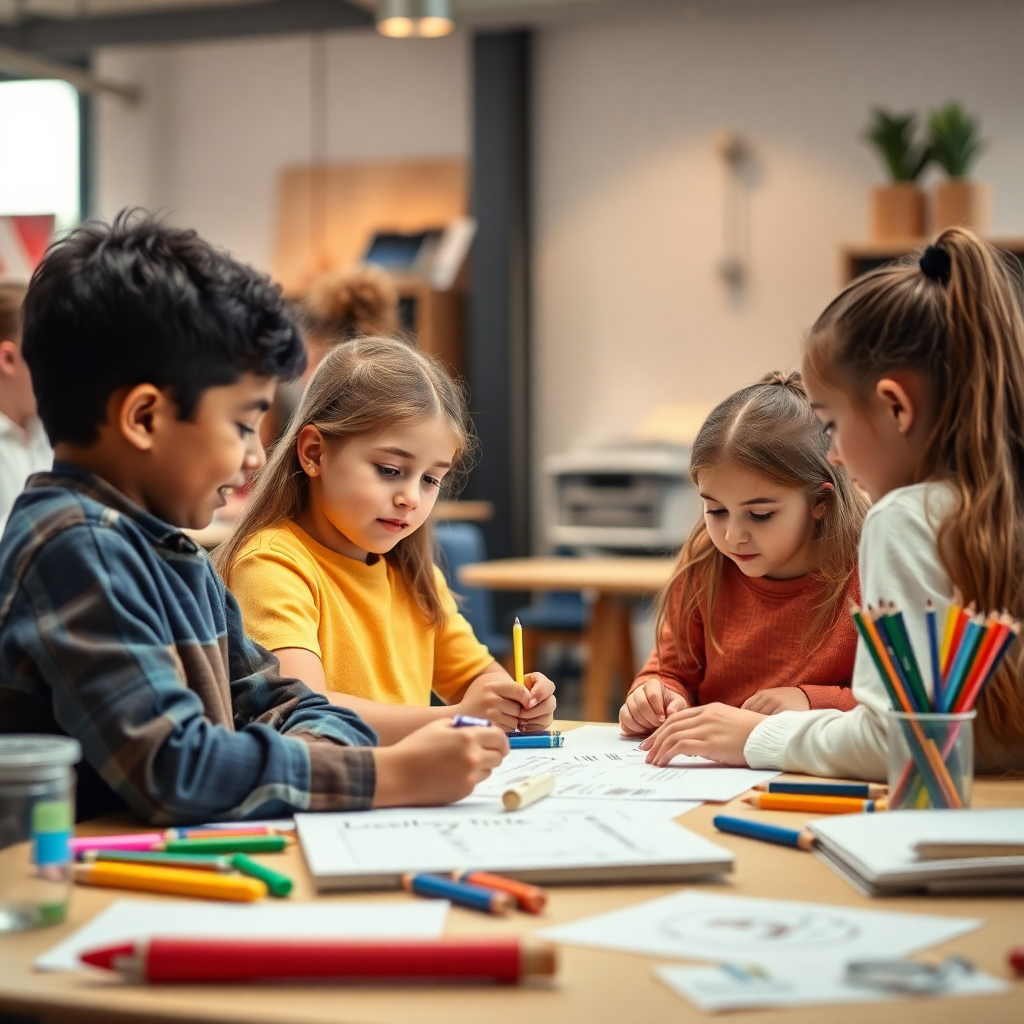 young students as creators and thinkers, empowered learners, collaborative workspace, creative atmosphere, inspiring educational setting