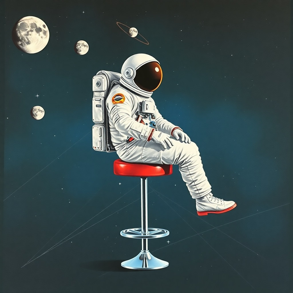 Vintage astronaut collage artwork