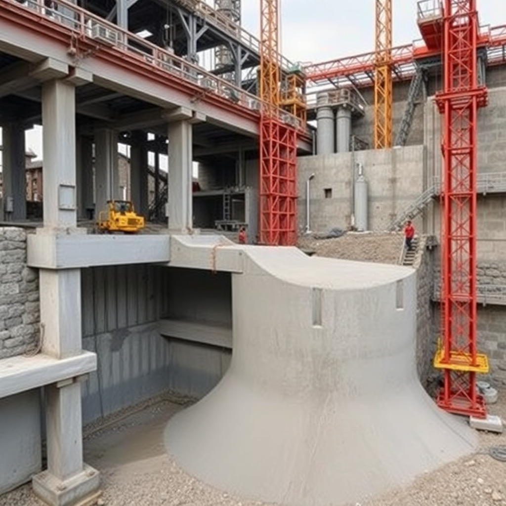 concrete pouring at construction site