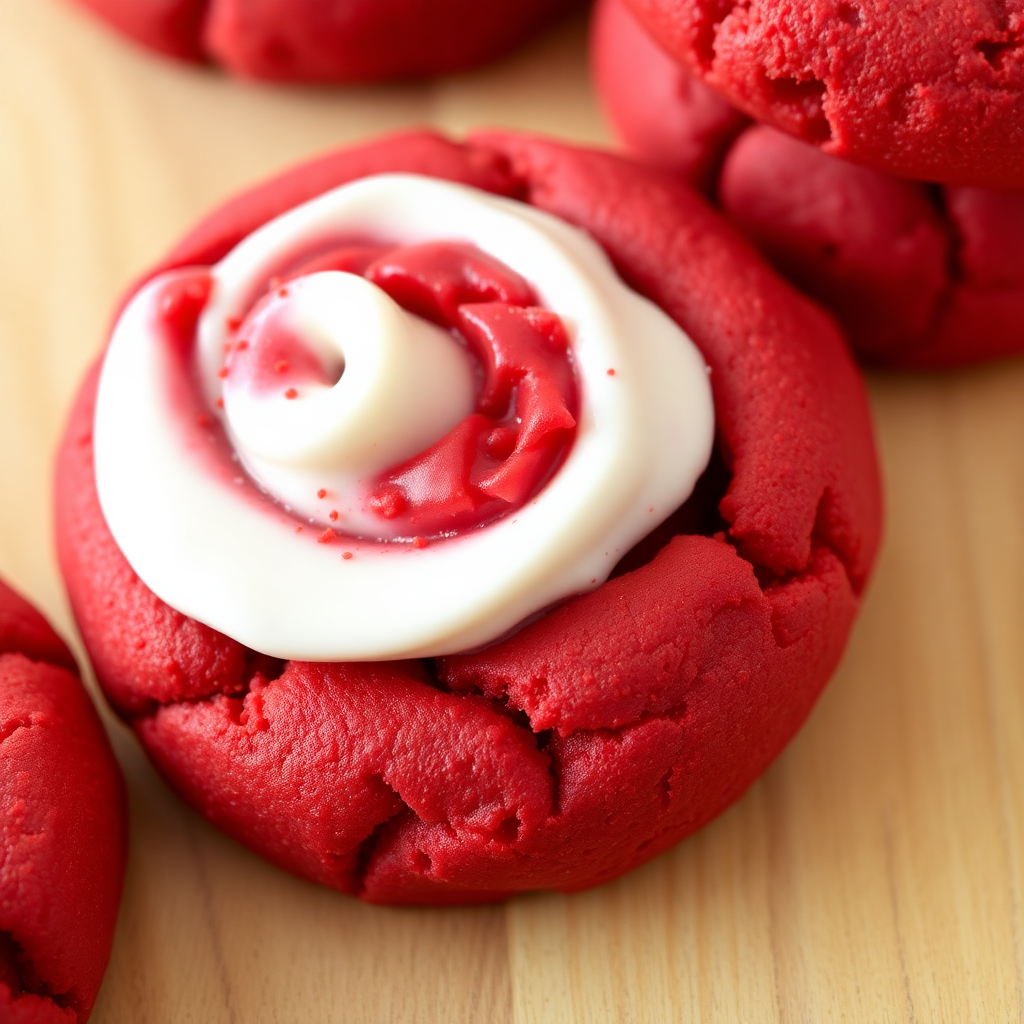Red velvet cookie with cream cheese frosting swirl center