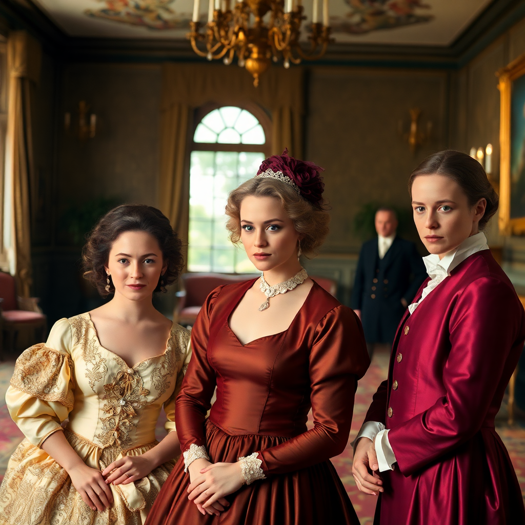 british period drama soap opera, elegant costumes, manor house setting, sophisticated production
