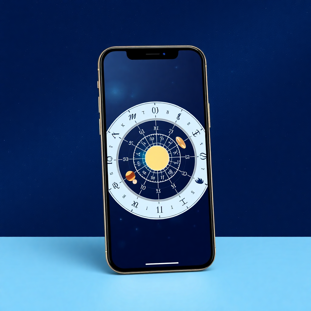 smartphone mockup showing location mapping interface with astrology-based recommendations