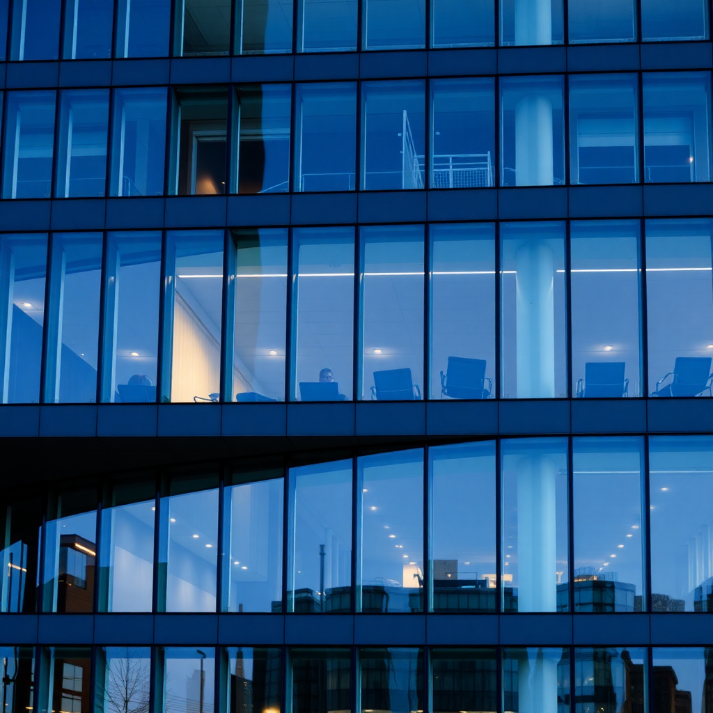 modern commercial office building glass facade