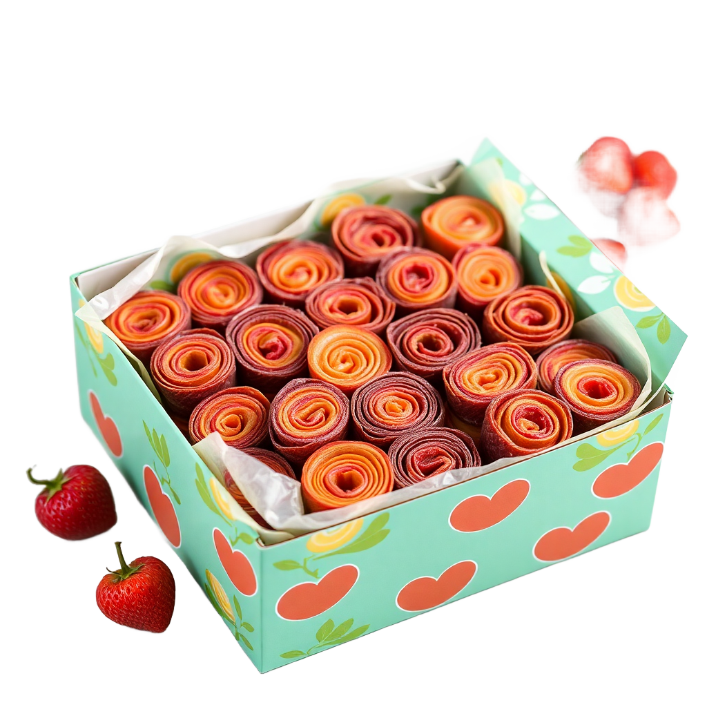 Large family pack box of fruit leather rolls with vibrant packaging