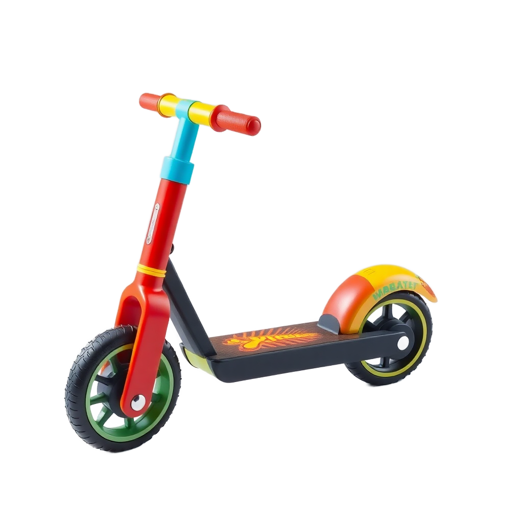 kids scooter toy product shot, colorful, modern design