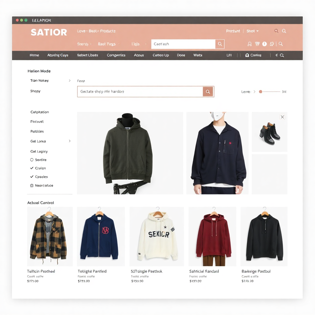 modern fashion website product page with clothing items