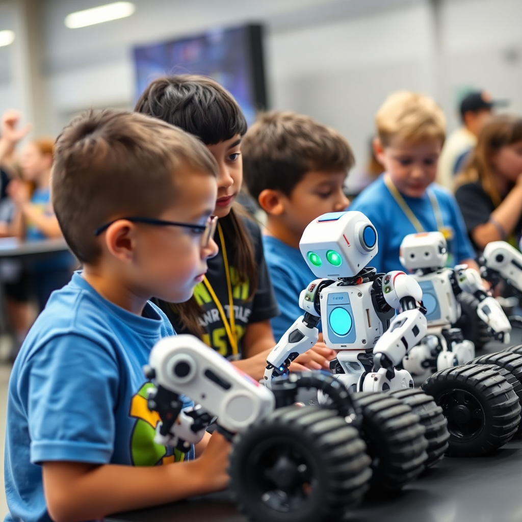 robotics competition, students with robots, STEM education