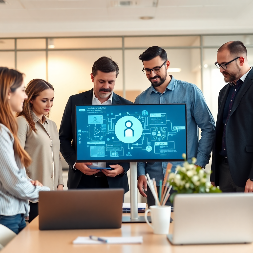 Diverse team working together on cybersecurity