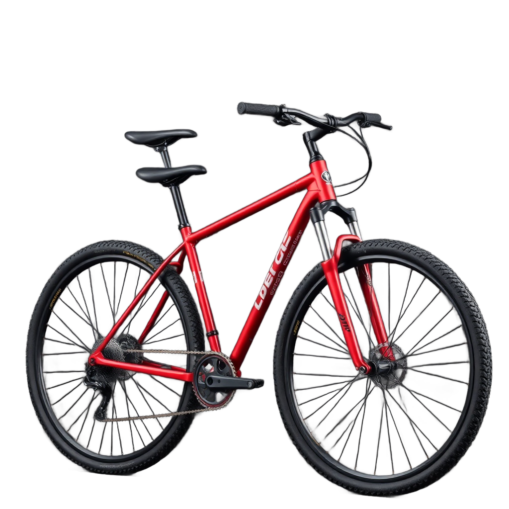 bicycle mountain bike product shot, red color, sporty