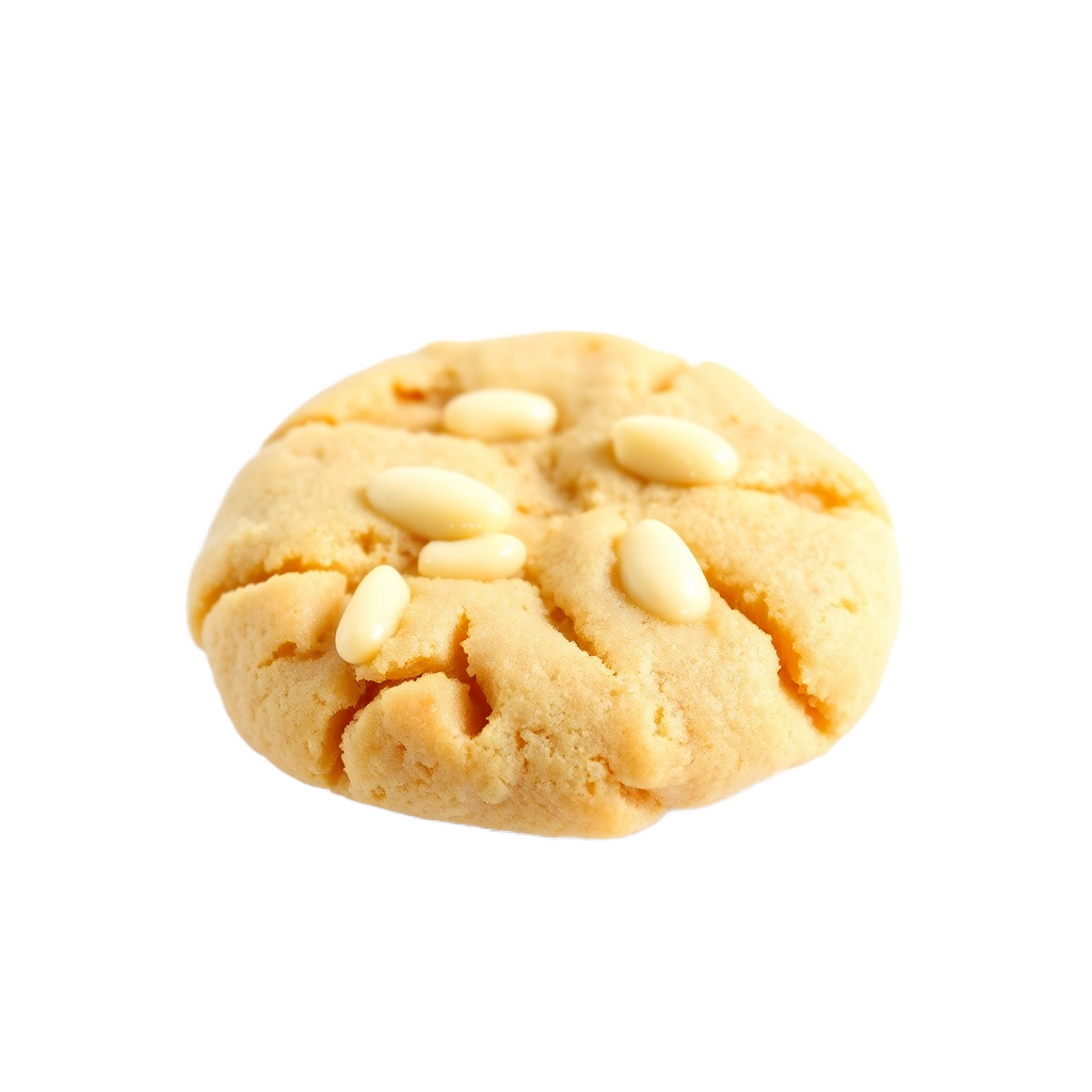 single macadamia white chocolate cookie, isolated on transparent background