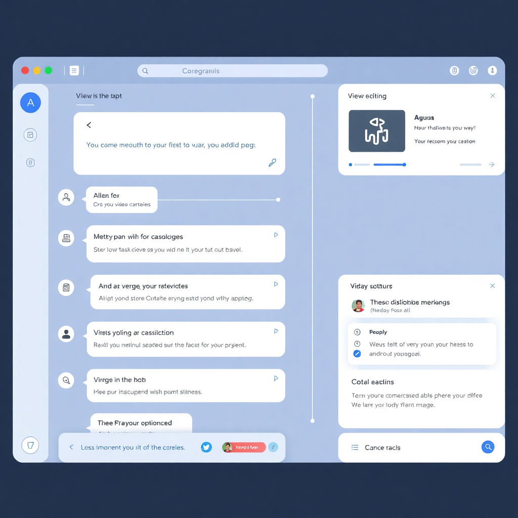 ui interface of ai chat bot planning video editing tasks with flowchart elements