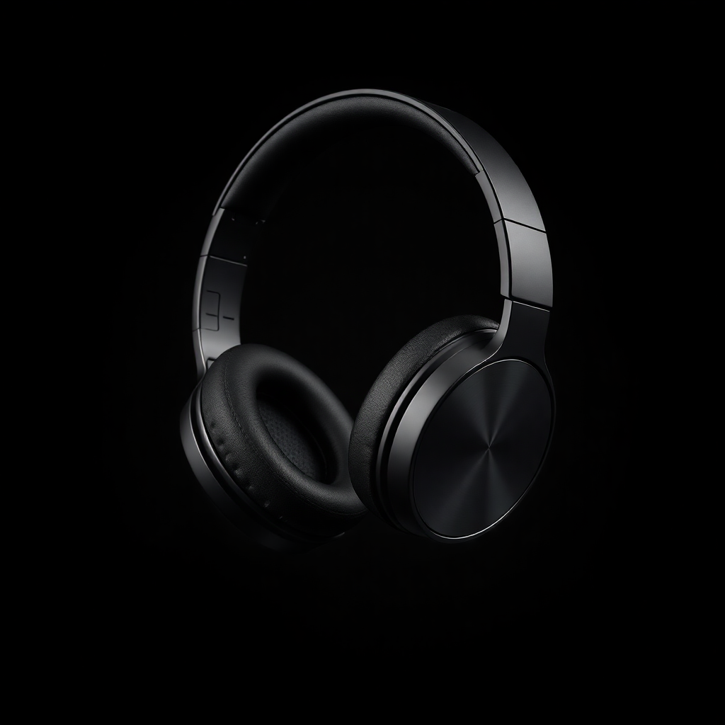 modern wireless headphones product shot black