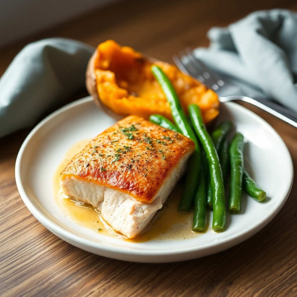 baked salmon with sweet potato