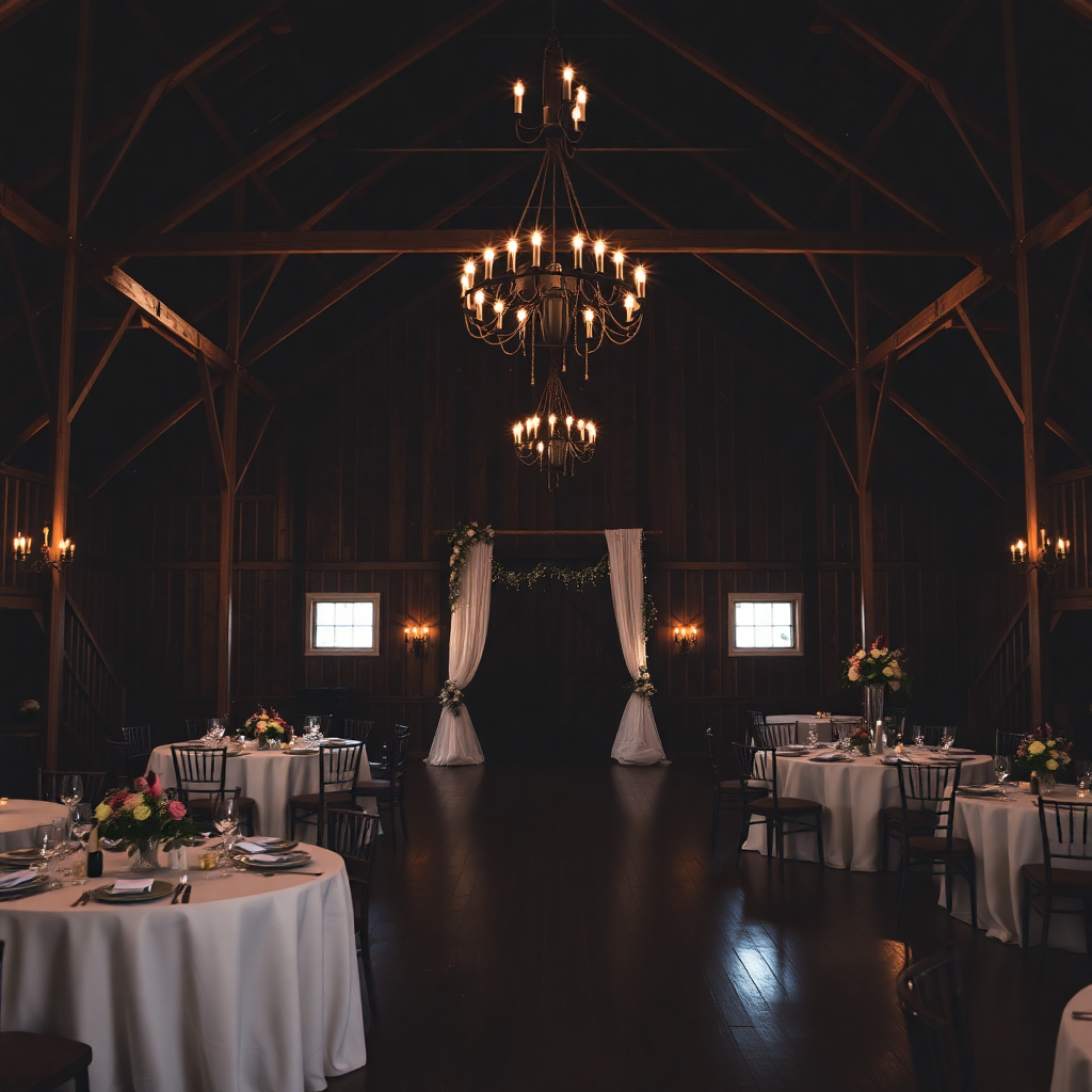 rustic elegant barn wedding venue dark aesthetic