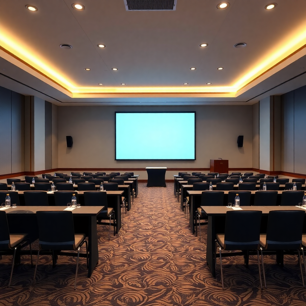 corporate conference event hall professional business meeting setup