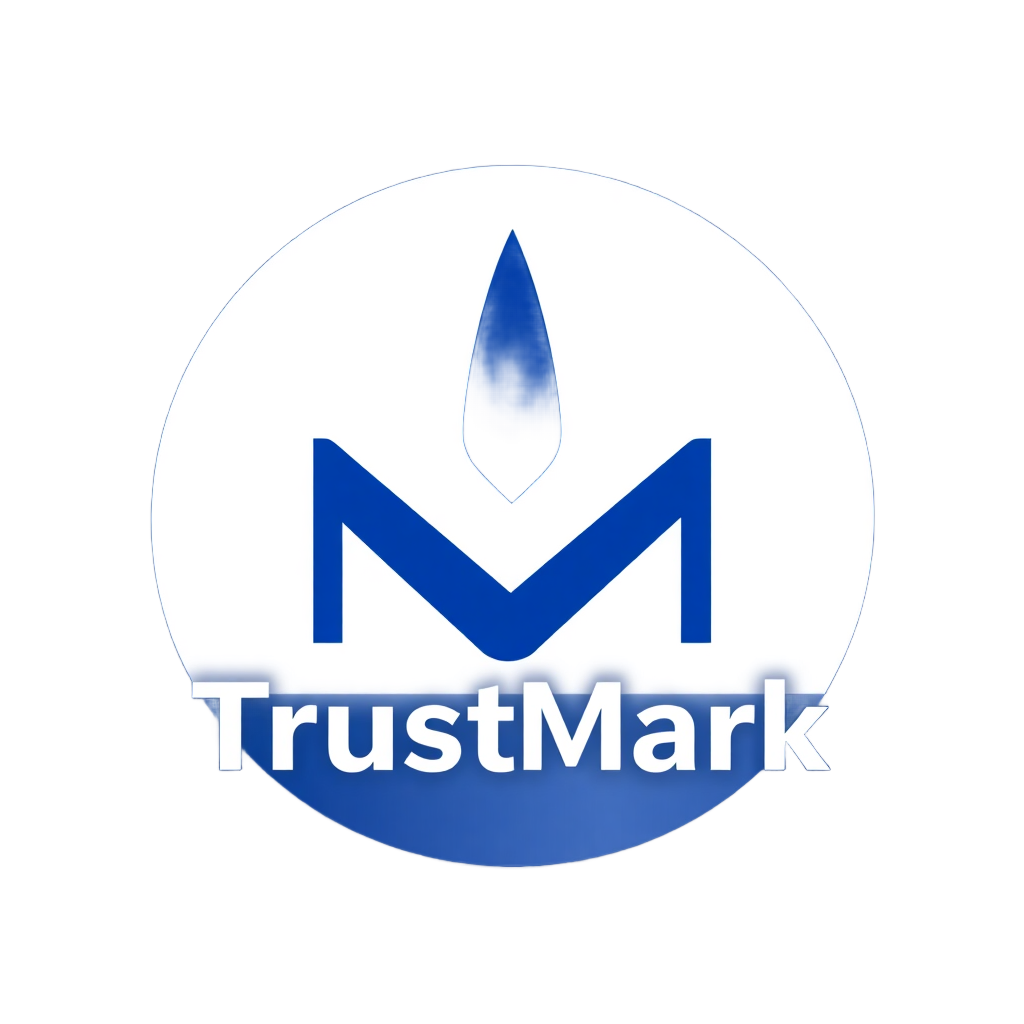 TrustMark logo blue minimalist