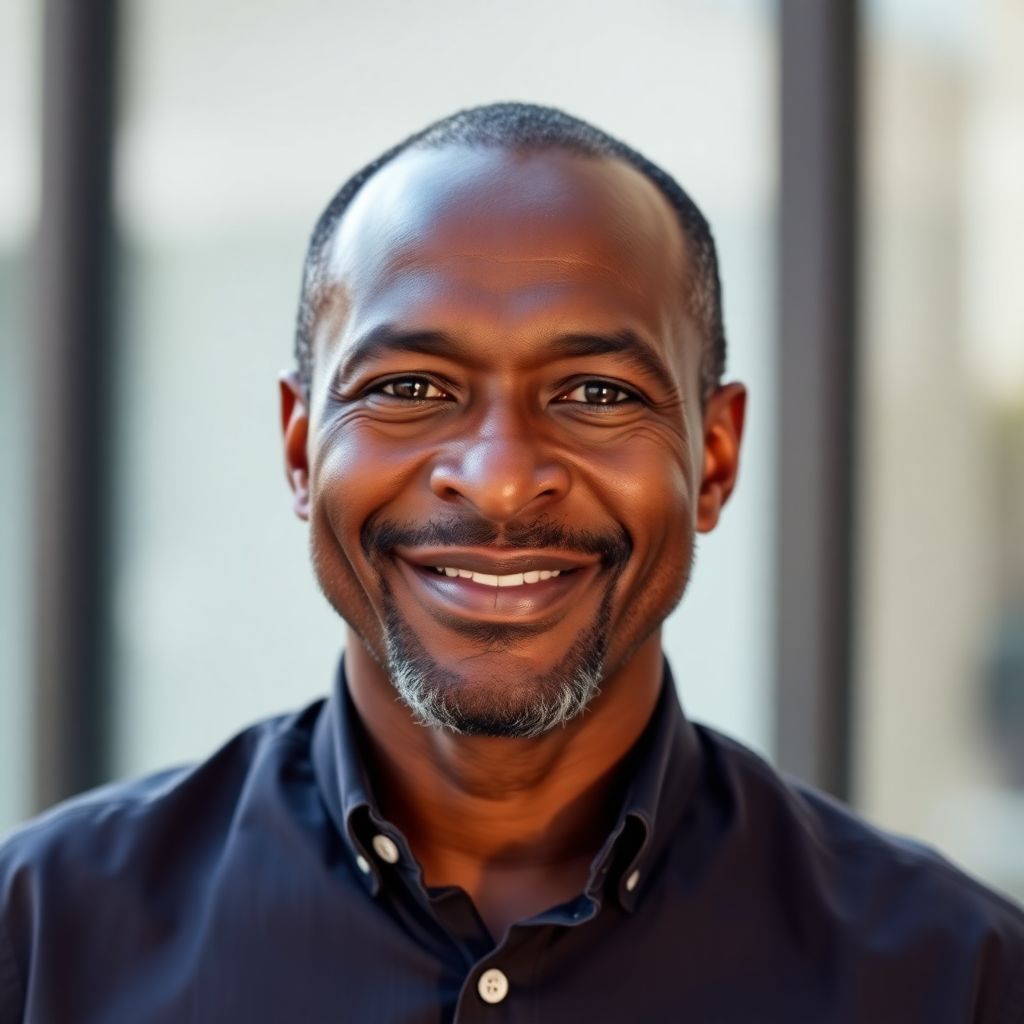 portrait of african man middle aged smiling professional ghanaian father