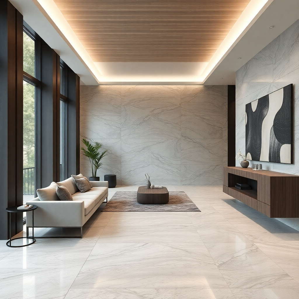 ultra luxury italian large format porcelain tiles in modern interior