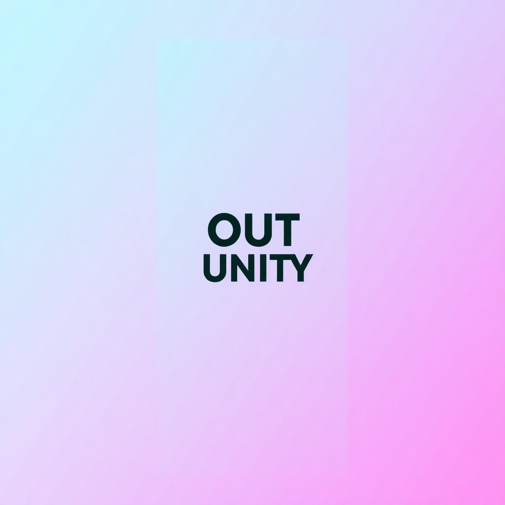mobile app screenshot of OUT UNITY welcome screen with pastel gradient background and logo