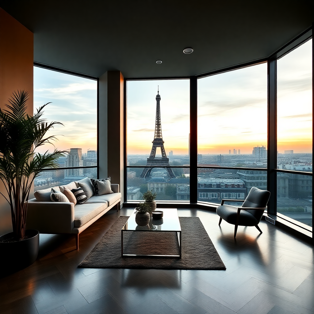modern penthouse in paris with eiffel tower view