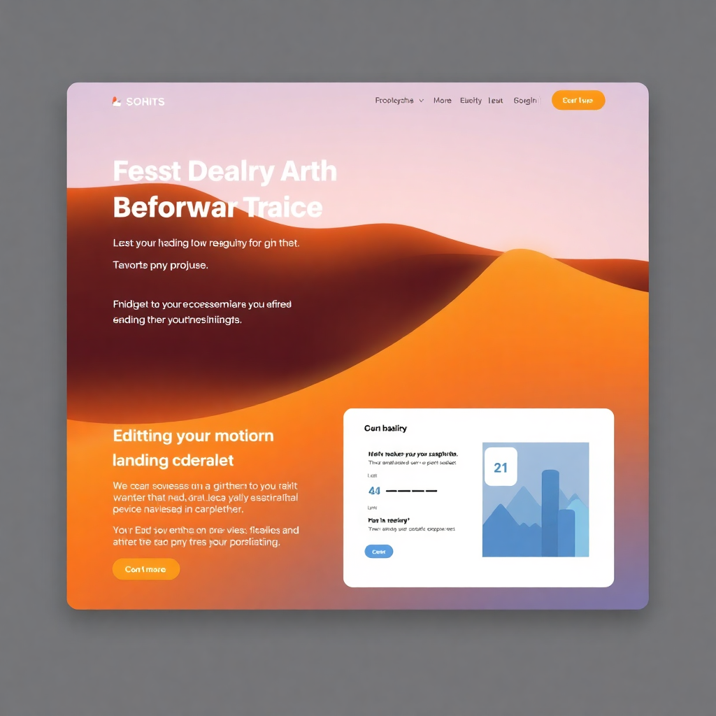 Clean modern landing page being edited in a real-time visual builder interface