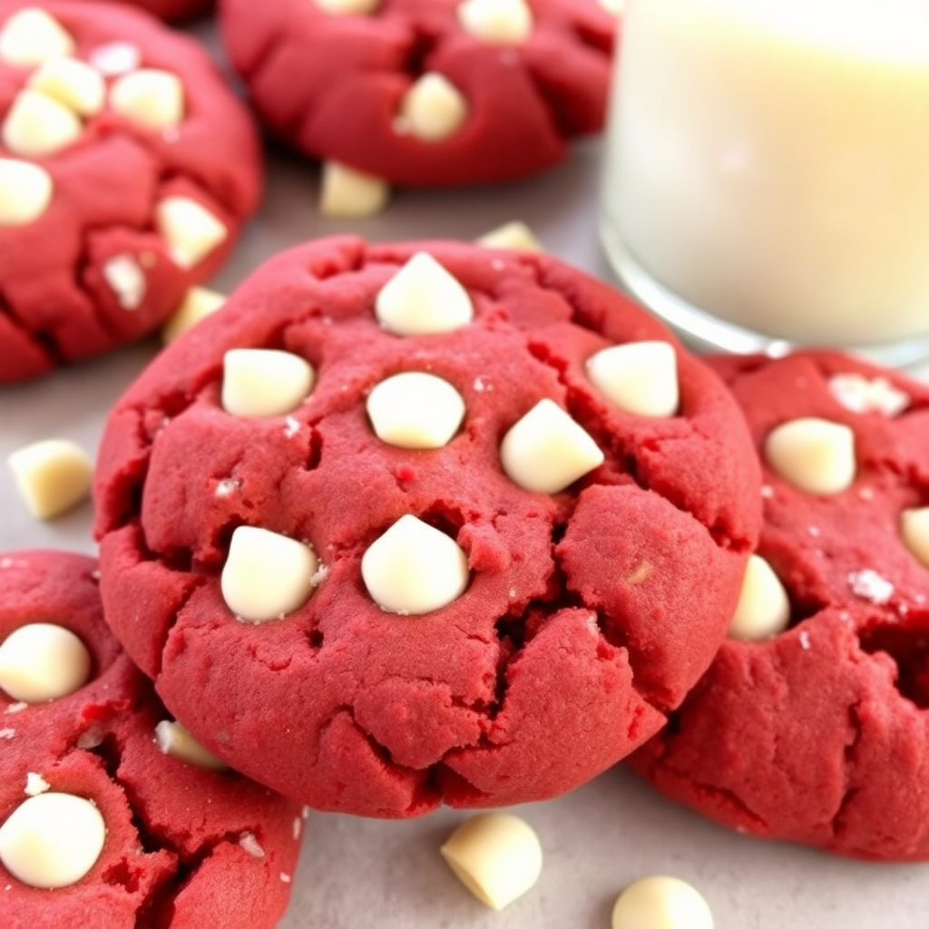 Red velvet cookie with white chocolate chips