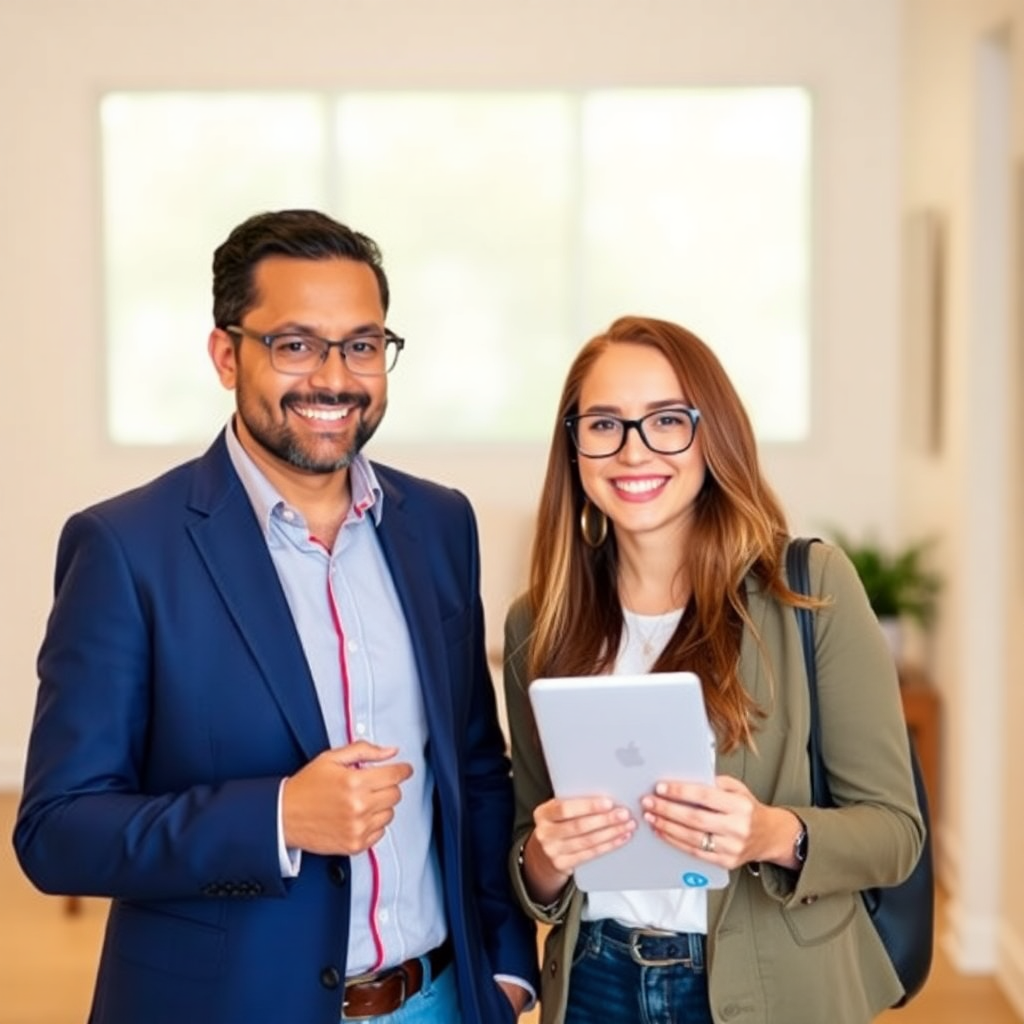 apartment rental tour with agent and young renter