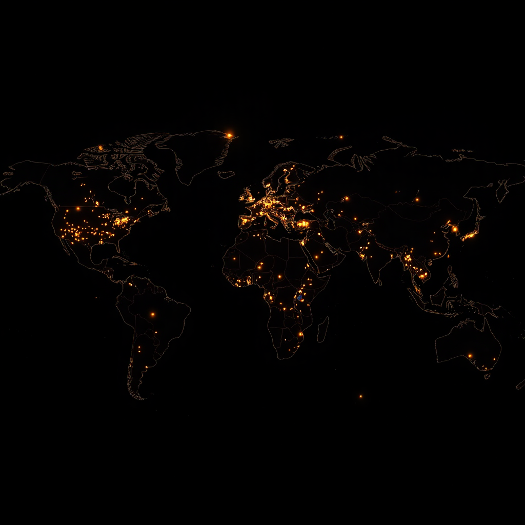 world map global network
