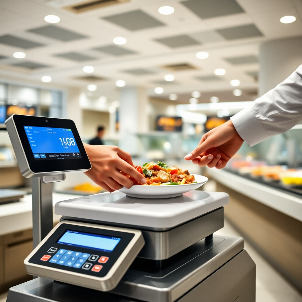 Terminal de auto pesagem em restaurante por quilo