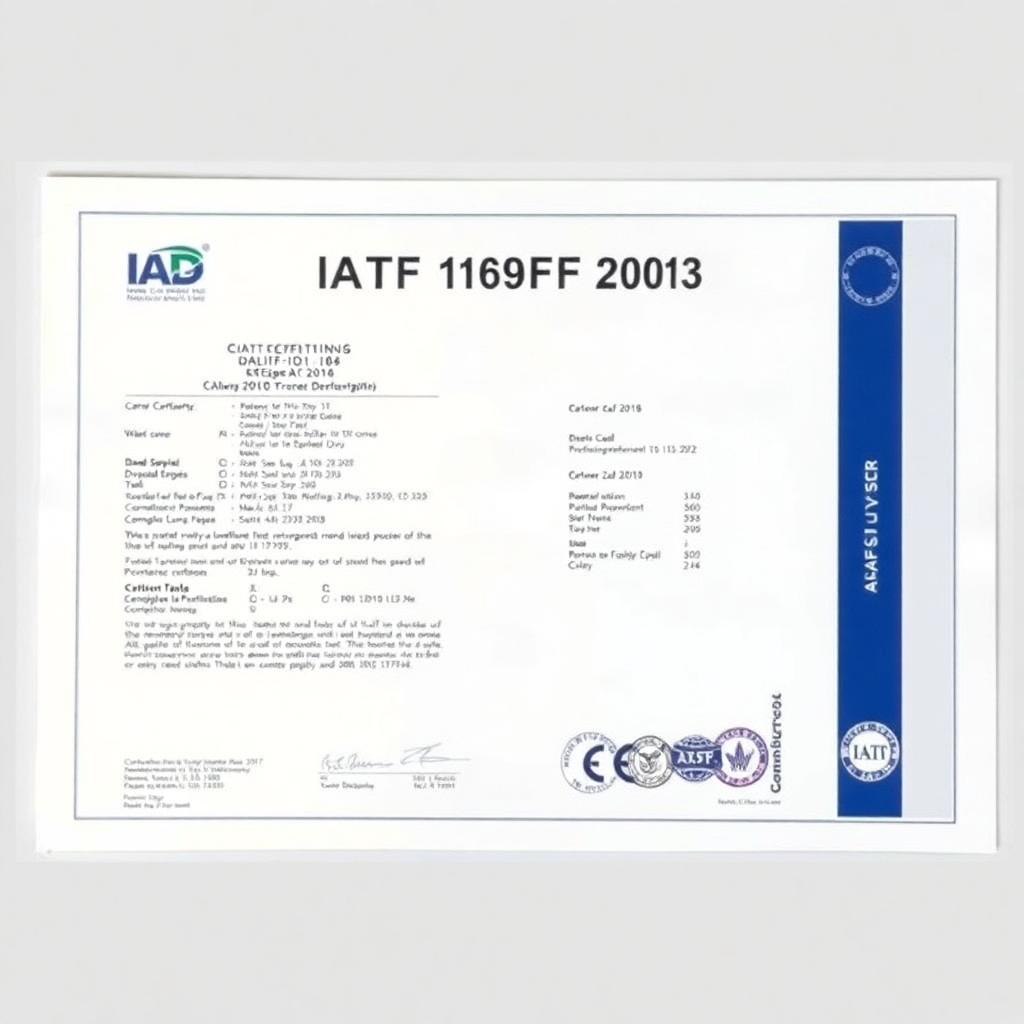 IATF 16949:2016 automotive quality certification document with official stamps, professional automotive industry standard certificate
