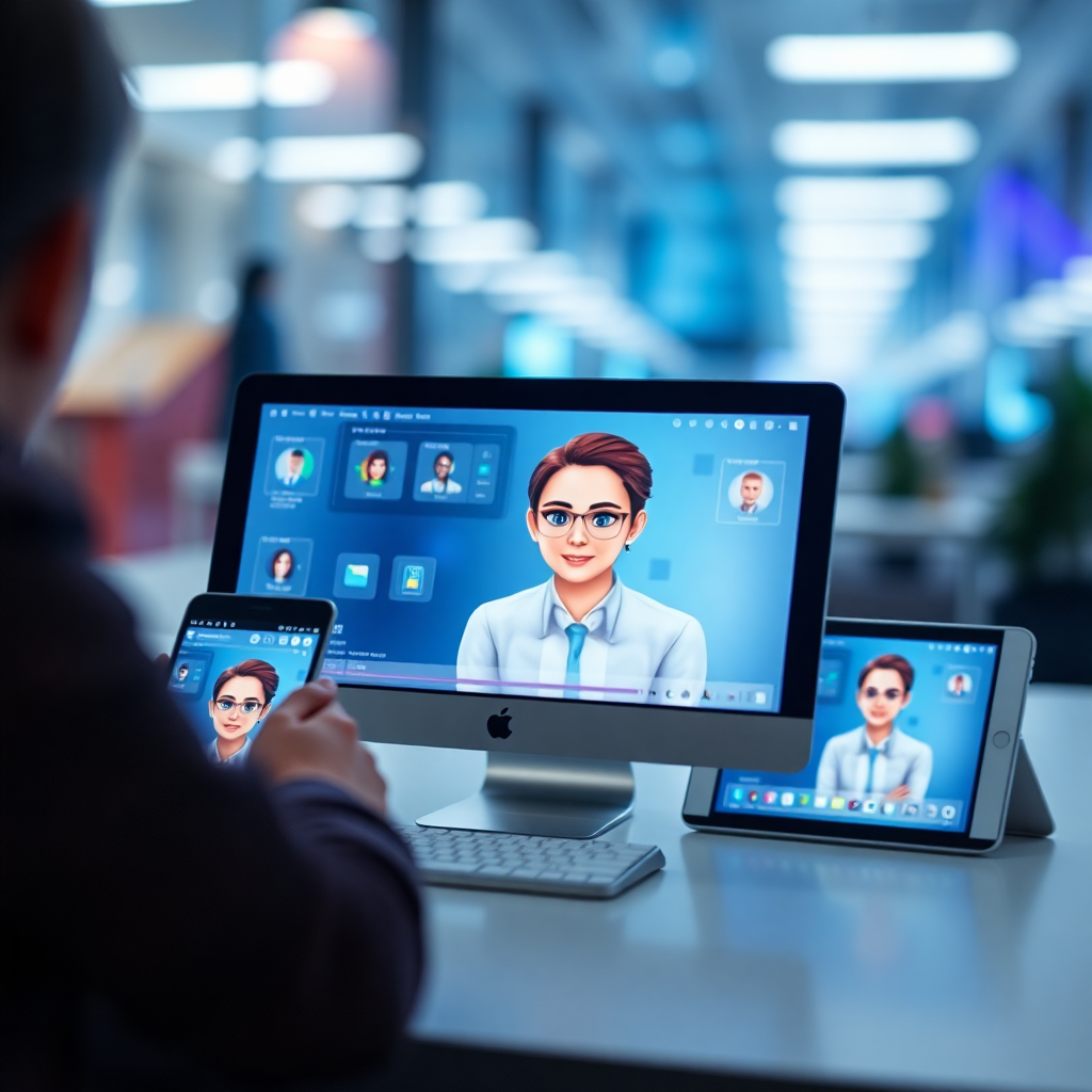 multiple devices showing the same digital avatar, cross-platform integration