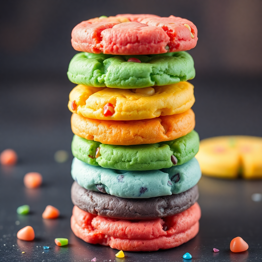 Stack of assorted colorful cookies