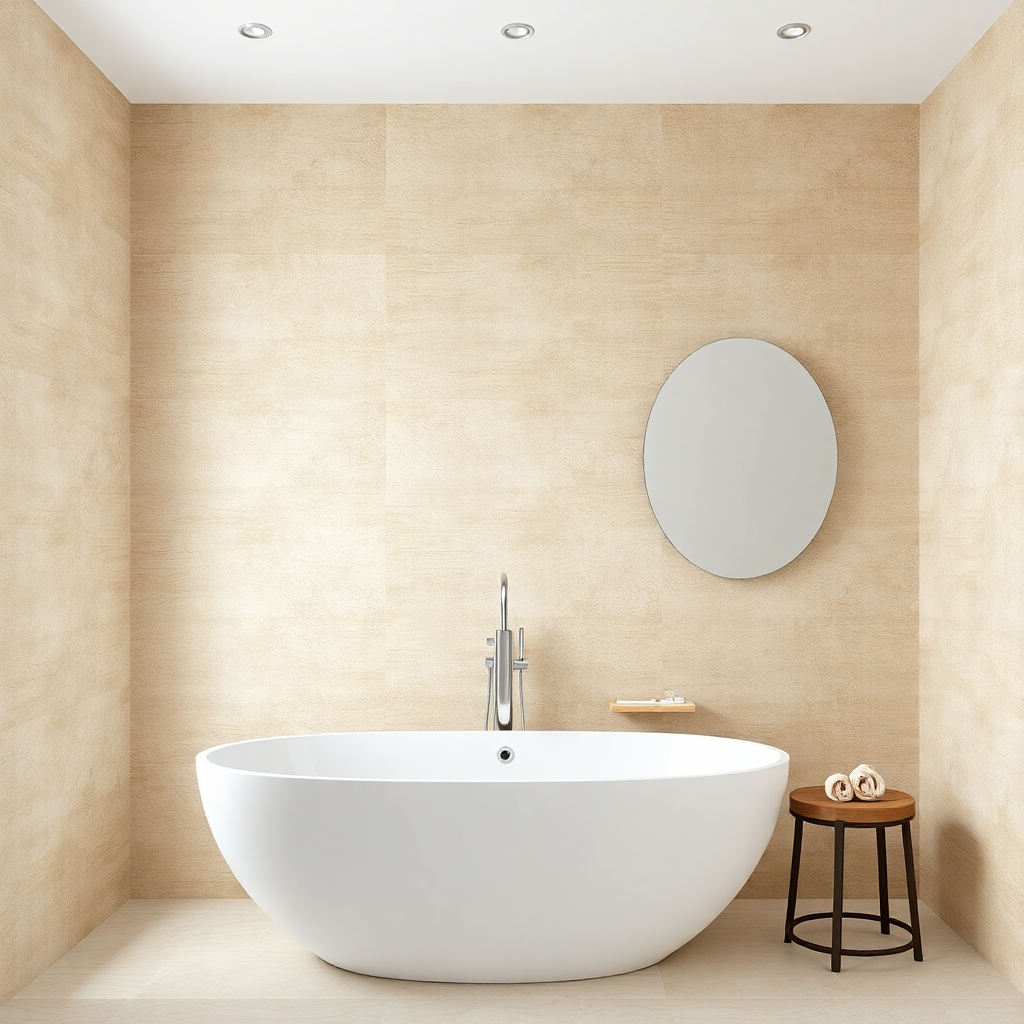 beige textured ceramic wall tile elegant bathroom modern